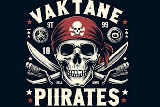 make vintage skull pirates logo with illustration design