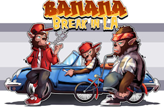 create urban cartoon t shirt design with bold hip hop style