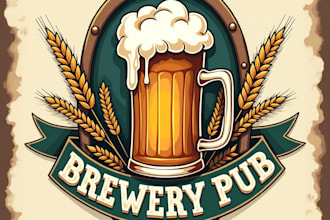 design high quality vintage brewery pub beer logo with satisfaction guarantee