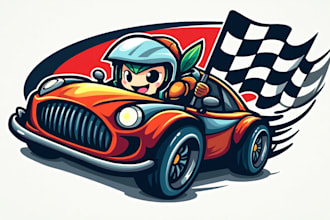 make eye catching racing car sport mascot logo with unlimited revision
