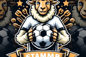 design high quality t shirt football mascot sheep logo