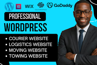 design courier website, moving, logistics, towing website on wordpress, godaddy