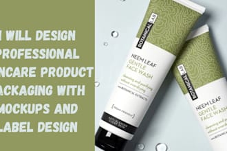 design a professional skincare product packaging with mockups and label design