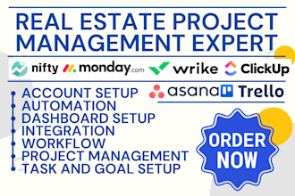 be your real estate project management monday clickup asana trello wrike nifty