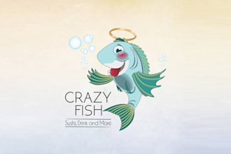 design crazy fish sushi lounge logo