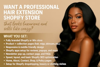 design a high converting hair extension, beauty, and wig shopify website