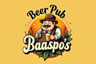 design outstanding beer pub mascot logo for you in 12 hours