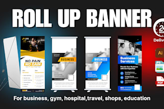 do creative roll up banner, retractable, x stand  banner design for printing