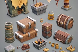 create 2d game ui and game icon, object, props, 2d art