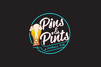 design fun creative pinball pub logo