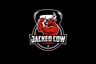 design muscle needed off jacked cow logo