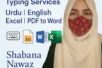 do accurate urdu and english typing, PDF to word, and excel data entry