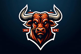 do awesome bull head mascot logo design
