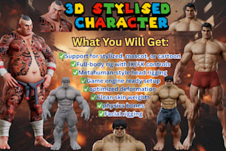 rig high poly gmod model mascot character stylized disney character 3d metahuman