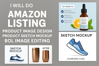 do amazon listing product image design product sketch mockup bol image editing