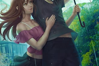 draw a anime couple character art anime
