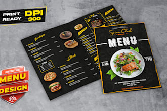 design professional restaurant menus, digital food menus, and price lists