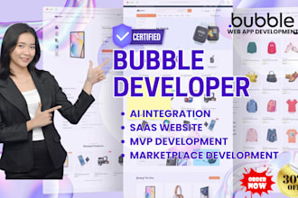 build a web application, ai integration, saas, mvp using bubble io