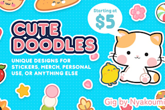 illustrate cute kawaii doodle and sticker for any purpose