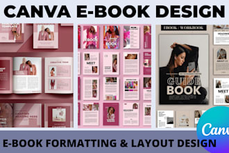 canva ebook design, workbook, ebook formatting, lead magnet, and layout design