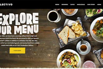 redesign cafe website design, build cafe website design, customize cafe website