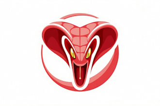 design creative crimson cobra mascot logo for you in 12 hours