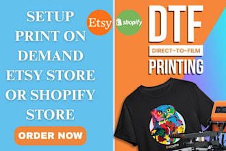 set up custom tshirt print on demand shopify store esty shop printify printiful