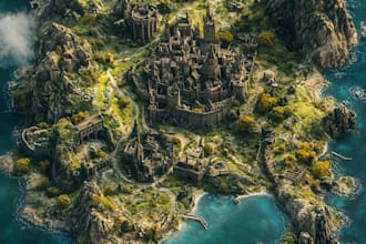 create a beautiful fantasy map in 4k for you