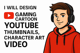design gaming cartoon youtube thumbnail maker character art design video