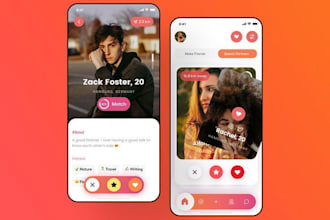 develop dating, tinder clone, social media app, chat, and video chat app