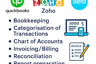 do bookkeeping, accounting, quickbooks online, zoho books