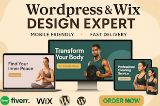 stunning and pro responsive wordpress,wix landing page, website for yoga,fitness