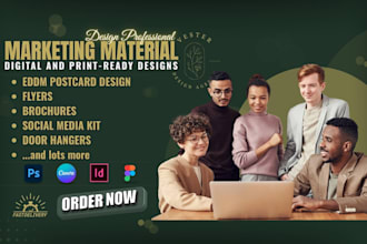 design eddm, business postcard, digital business flyer on canva and indesign