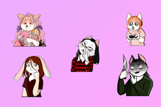 design animated furry art telegram sticker fursona of your original character oc