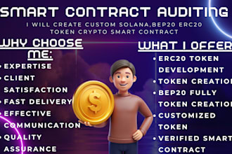 create a custom solana erc20, bep20 token crypto smart contract nft