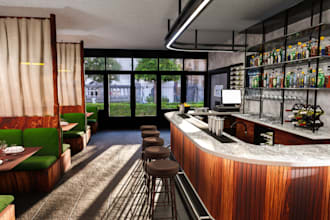 render3d interior design,retail stores,cafe,restaurants,coffee shop,bakery,saun