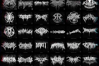 hand drawn death metal, scary, deathcore, heavy metal band logo with source file
