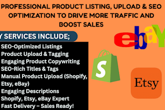 do shopify etsy ebay product upload listings collection SEO writing description