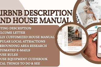 write airbnb listing, welcome letter, guidebook, house manual, comic book script