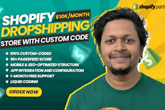 build a custom shopify dropshipping store with liquid coding and 90 speed score