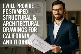 provide pe stamped for architectural drawings for california and florida