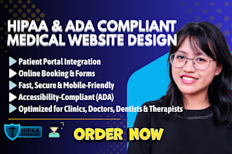 design a hipaa and ada compliant medical website with booking and patient portal