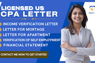 us CPA income verification ownership financial audit letter for mortgage, lease