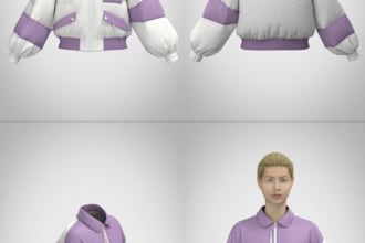 create and animate 3d garment model, 3d fashion design, 3d clothing animation