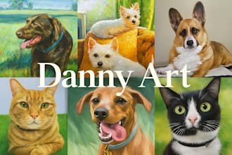 paint custom oil pet portraits with free shipping