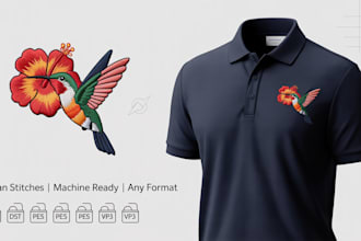 professional embroidery digitizing in emb, dst, pes, pxf in just 30mins