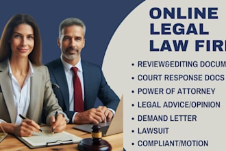 be your US lawyer for legal documents, lawsuits, motions,cease and desist letter