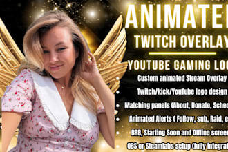 design animated twitch stream overlay twitch logo panels alerts screen obs setup