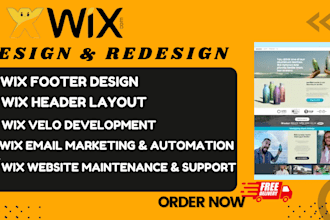 wix website design footer design header layout velo development email marketing