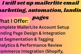 set up mailerlite email marketing, automation, landing pages